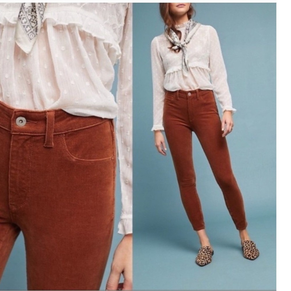 Pilcro Anthropologie High‎ Rise Skinny Corduroy Pants Rust Size 27